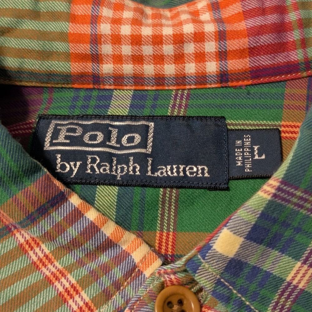 Vintage Polo by Ralph Lauren Green Plaid Button Down Shirt Mens Size L - Picture 3 of 9